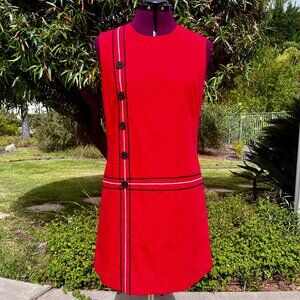 60s Repro Retro Mod Red Geometric Shift DADADRESS Jessika Madison Kennedy  sz10